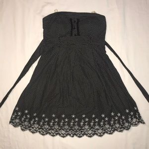 Short Black Strapless Polka Dot Dress